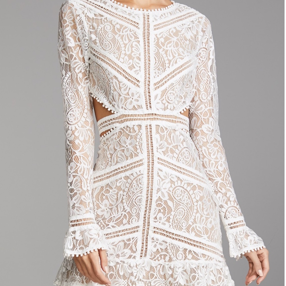 For Love and Lemons white lace mini